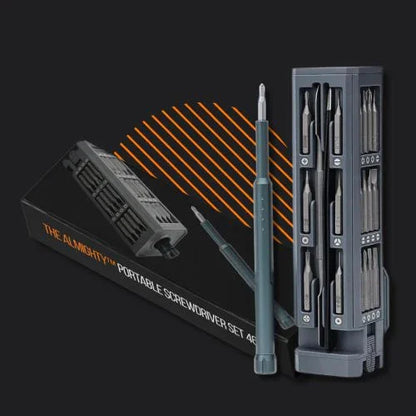 The Almighty portable screwdriver set 46 in 1 with compact case and multiple screwdriver bits